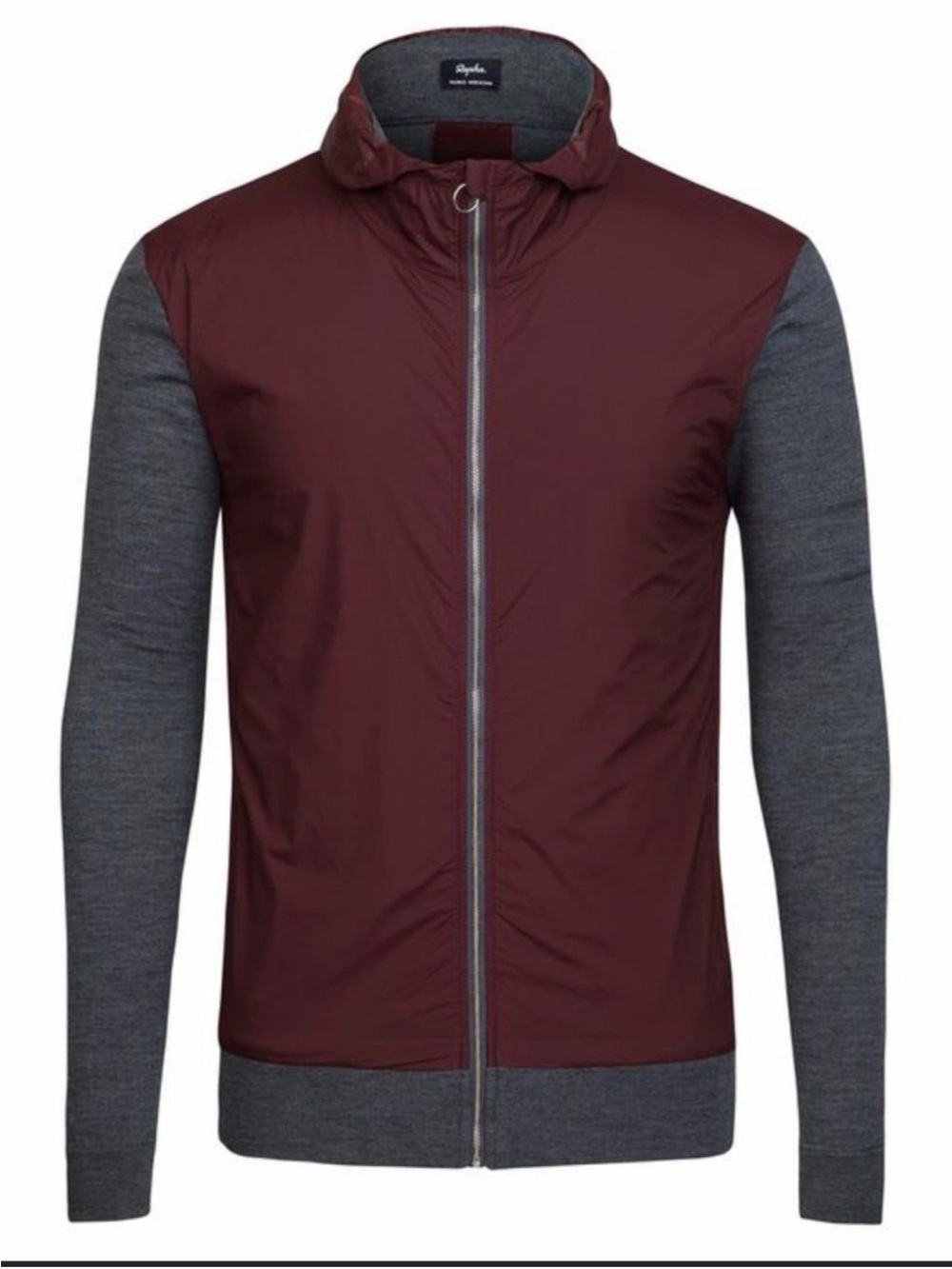 Rapha Maroon Hooded merino Gray Knit Sleeves size large cycling bike sports